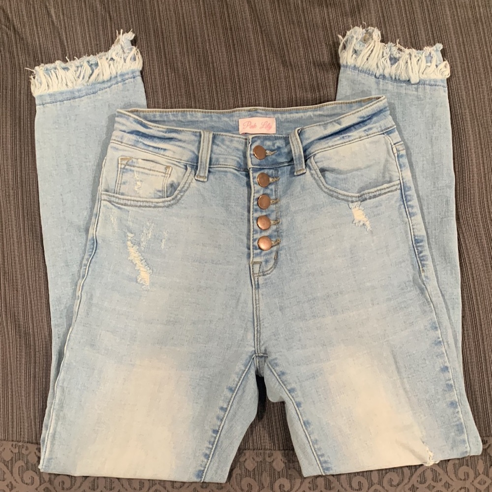 Pink Lily High Rise Skinny Crop Jean